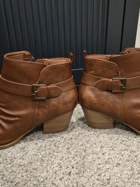 Women’s Tan Buckle Ankle Boots